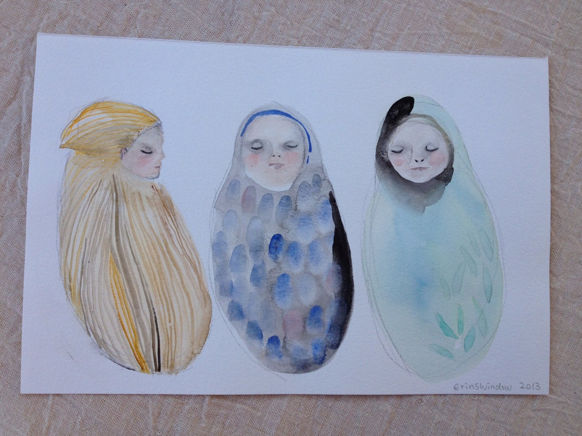 Once we were all babies - original water colour illustration