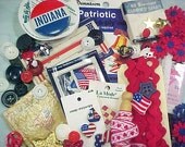 Patriotic Americana Big Batch Scrap Happy Vintage Sewing Buttons Red White Blue Embellishments