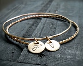 Brass Initial bangle Set