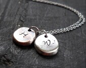 Rustic Initial Necklace Bronze Sterling Silver Recycled Eco-Friendly