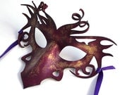 Magenta Dragon Half Mask - Handmade leather mask