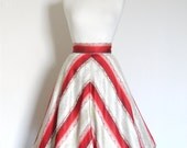 UK Size 10. Red and White Candy Cane Damask  Skirt - Made by Dig For Victory