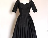 Black Grosgrain Cupid's Bow Evening Dress - Made to Measure