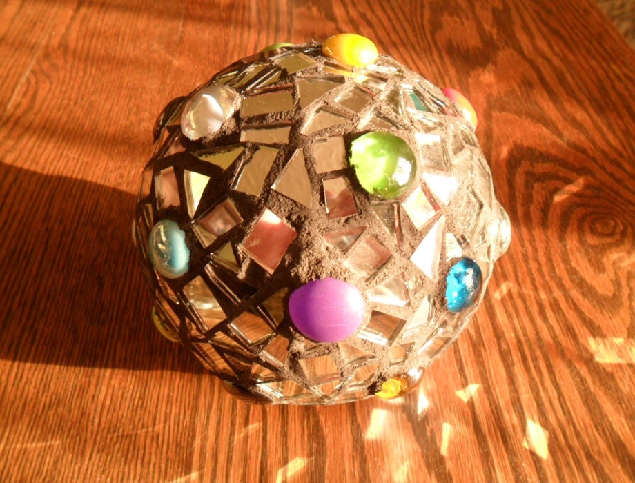 gazing ball mosaic mirror and bright glass glob home or garden decore