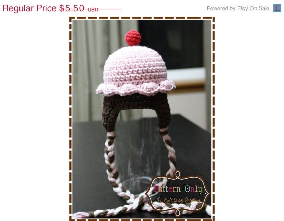 ON SALE Crochet Hat Pattern - LIL' Cupcake Ear Flap - 202