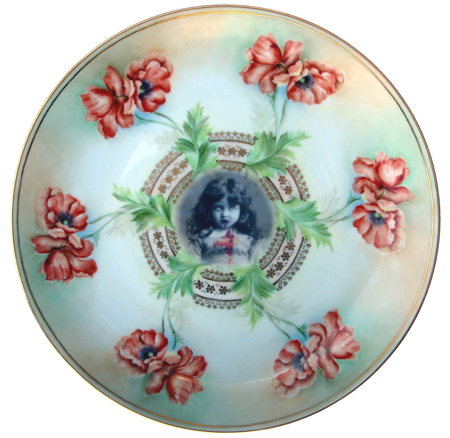 Lucy, Zombie Girl - Huge Altered Vintage Plate
