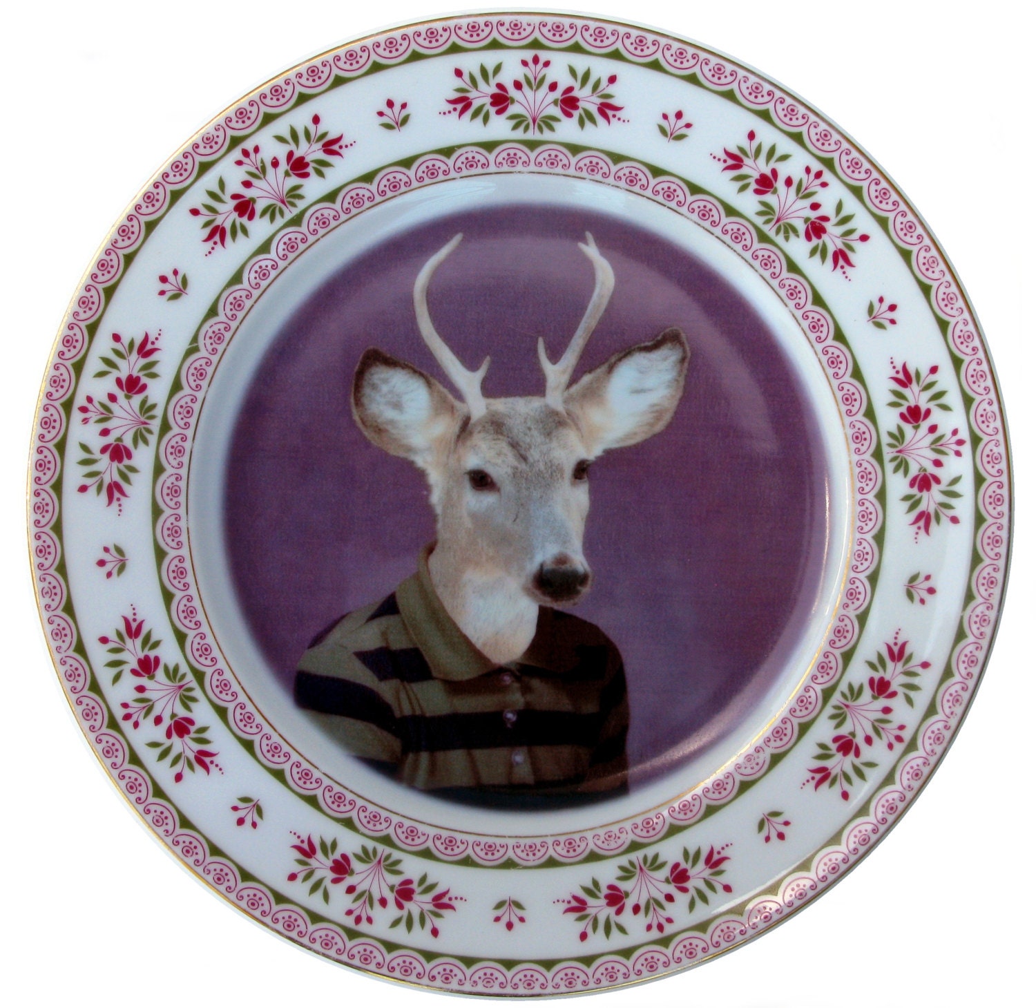 Bucky, School Portrait - Altered Vintage plate 10.5"