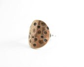 Moon Crater Ring Copper Sterling Silver Dots Rings Handmade Metalwork Ring Jewelry