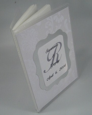 wedding photo album brag book personalized SILVER or GOLD custom bride groom name date monogram parents flip picture book 36 pictures