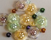 Rainbow Spring Flower Lampwork Beads, Floral Lampwork Glass Beads, Handmade Disc Beads Set (21)