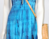 Vintage Blue Tie-Dye Summer Dress