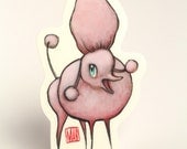 THREE LEFT - The Vampoodle - vinyl silkscreen sticker - by Mab Graves
