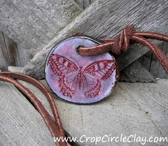 Purple Butterfly Ceramic Pendant Mother's Day Gift Spring Gift Lavender Lilac Plum Soul Sister Gift for Her