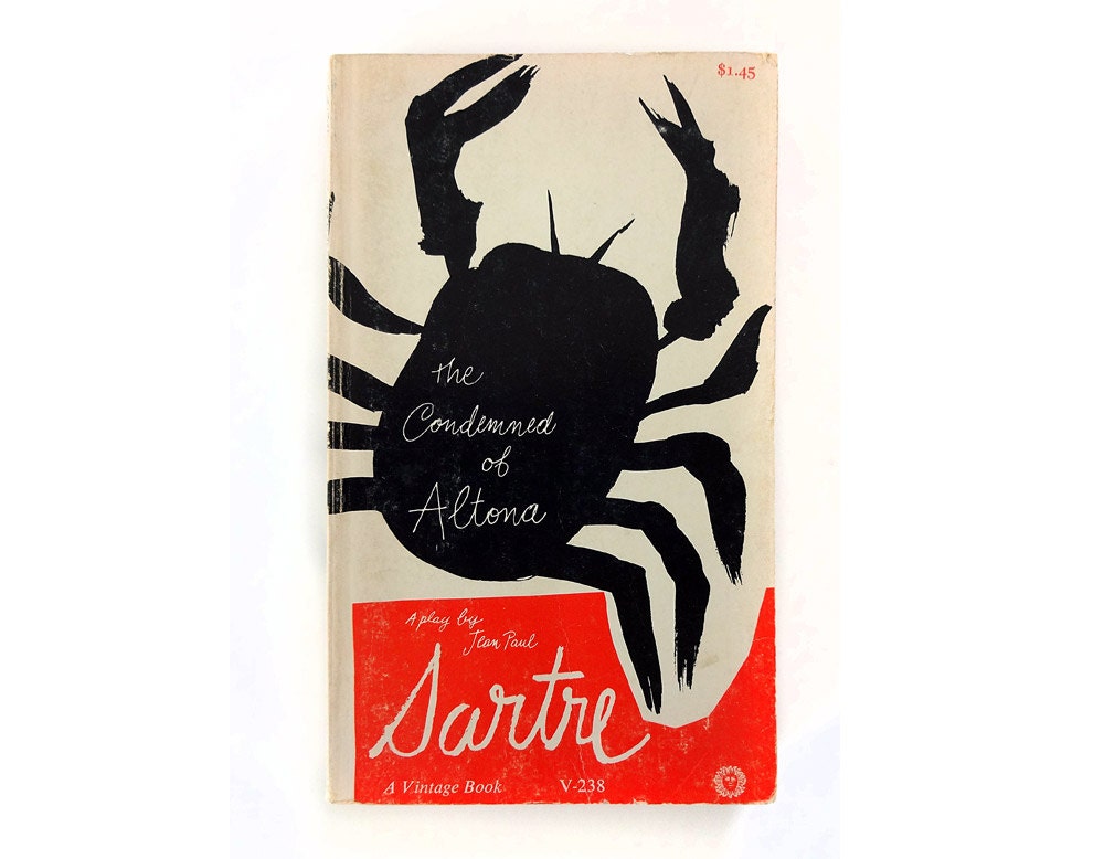 Paul Rand paperback book cover design, 1963. "The Condemned of Altona" by Jean Paul Sartre