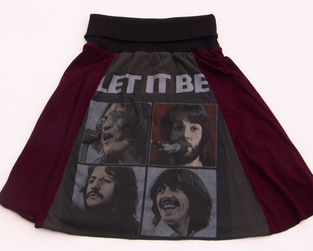 Repurposed Beatles Skirt Womens Size S/M