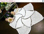 ON SALE Solid White Crochet Doily - Vintage Crochet Linens 9861
