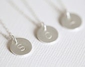 Personalized bridesmaid gift package - 3 initial necklaces with circle pendant - sterling silver