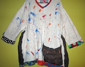 Oatmeal painted upcylced recycled cotton tunic fits large thru 3x