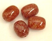 Beautiful carnelian dragon veins olive shape beads - 4 beads - GM122
