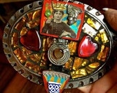 Queen Vivian Handmade Mosaic Tile Belt Buckle Wearable Art