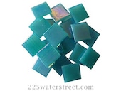 50 Iridescent Teal Blue Stained Glass Tiles