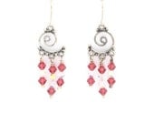 Chandelier Earrings Pink crystal swarovski and sterling silver