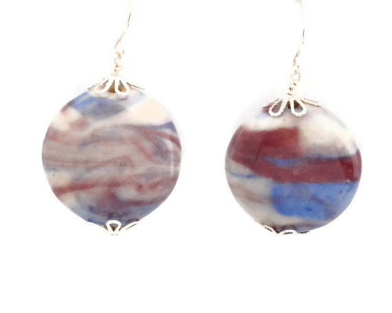Blue Pink and White Earrings