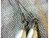 Vintage Silver and Rhinestone Pearl Drop Earrings