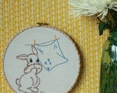 Vintage Tea Towel Hoop Wall Art