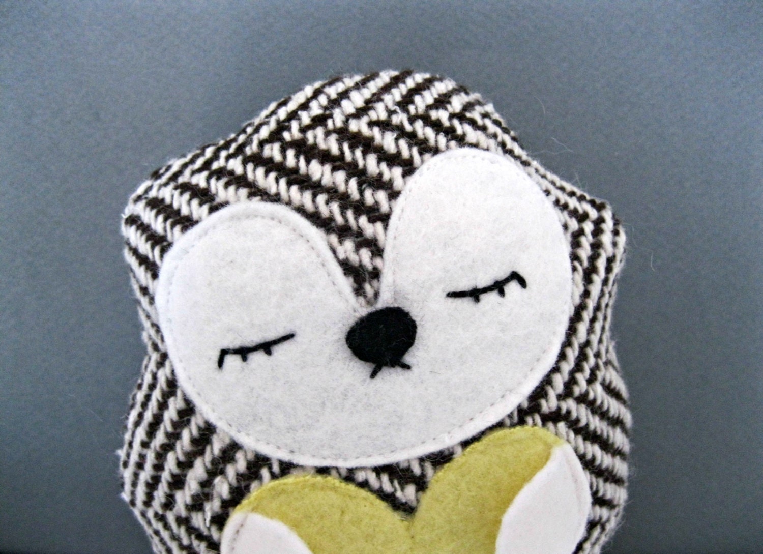 Sleepy Stuffed Hedgehog Plush Toy - Woodland Forest Stuffed Animal in Gold
