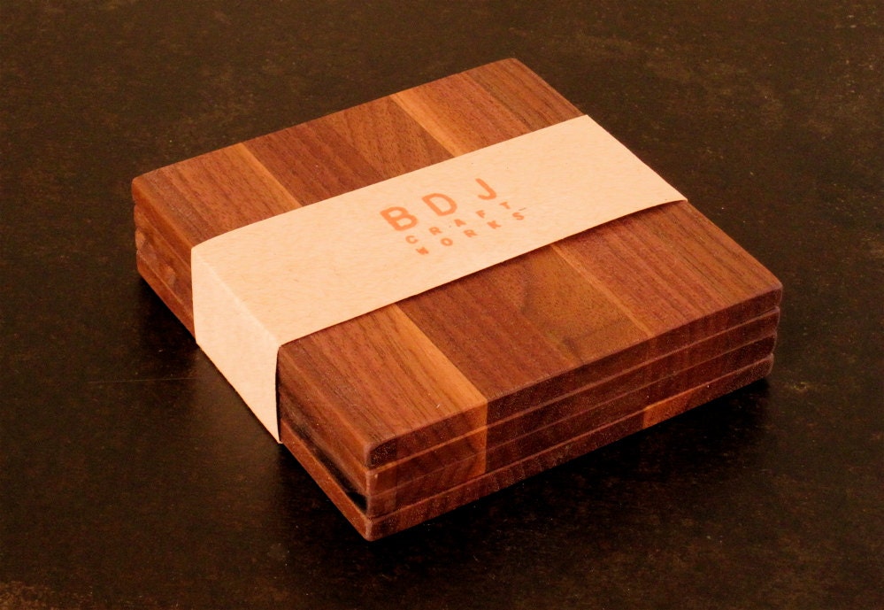 Coaster Sets in Black Walnut, American Cherry and Natural Maple