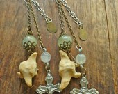 Modron  - goddess, bone earrings with cross charm