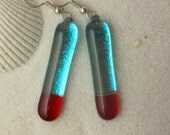 Blue & Red Dichroic Earrings  - DGE 348