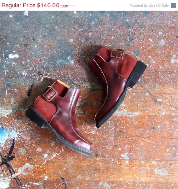 25% OFF STOREWIDE SALE Vintage 1990s unisex Fluevog burgandy leather boots///////9