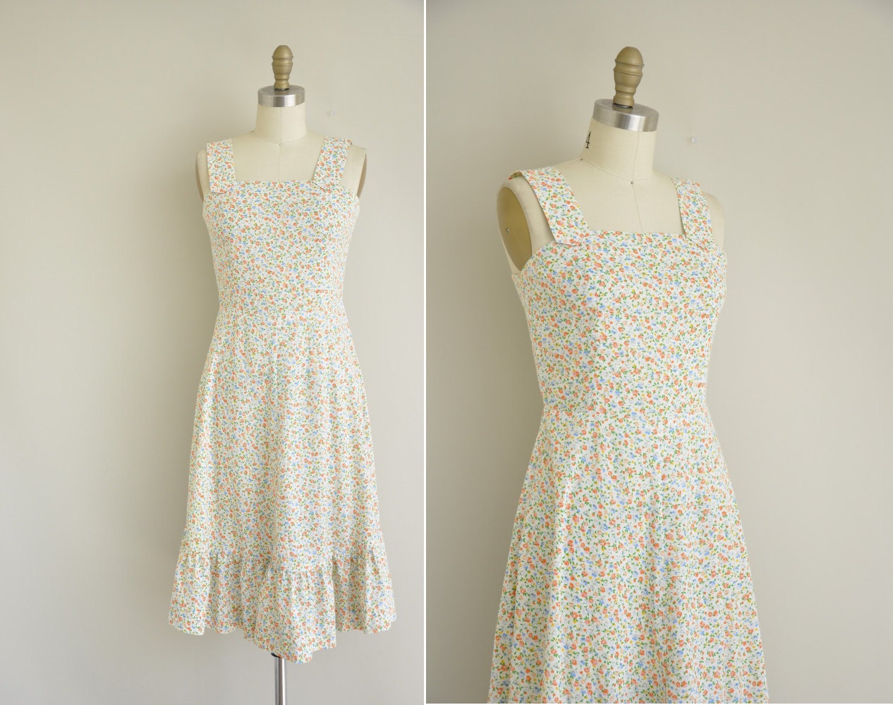 s a l e...vintage 1970s dress / 70s ditsy floral cotton dress / 1970s summer dress