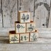 1 Reclaimed Wood Cobblestone Candle Block with Botanical Decoupage No. 2