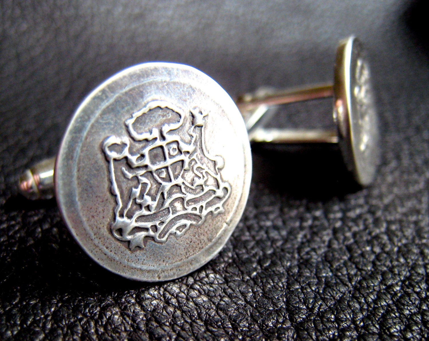 EXAMPLE - Fine and Sterling Silver  Cuff  Links Cufflinks with Custom Designed Crest or Logo