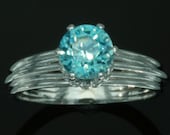 Blue aqua zircon engagement ring platinum 1950s Vintage jewelry