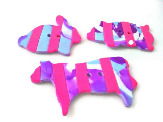 Farm animal button set bright colors cow, pig, bunny