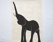 Elephant Printed Flour Sack Tea Towel Natural Cotton