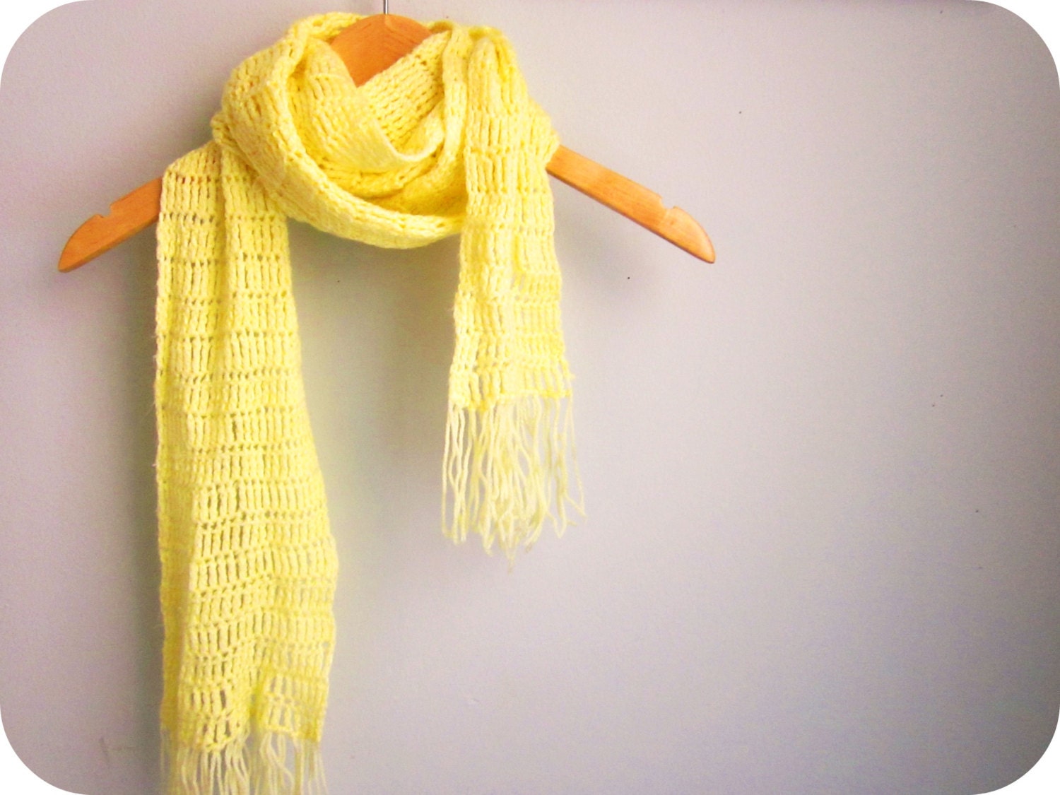 pastel spring scarf DAFFODIL YELLOW crochet oversized scarf handmade extra long grandma knit scarf
