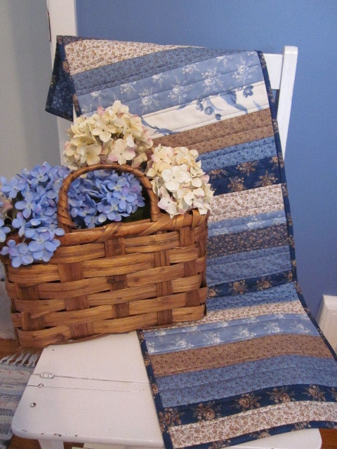 Blueberry Crumb Cake Stripes Quilted Table Runner