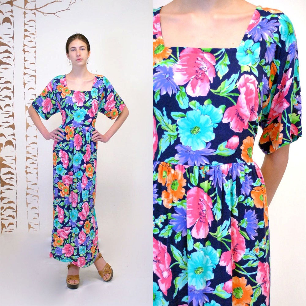 Floral Dress  // 80s Rayon Dress //   DIANE VON FURSTENBERG