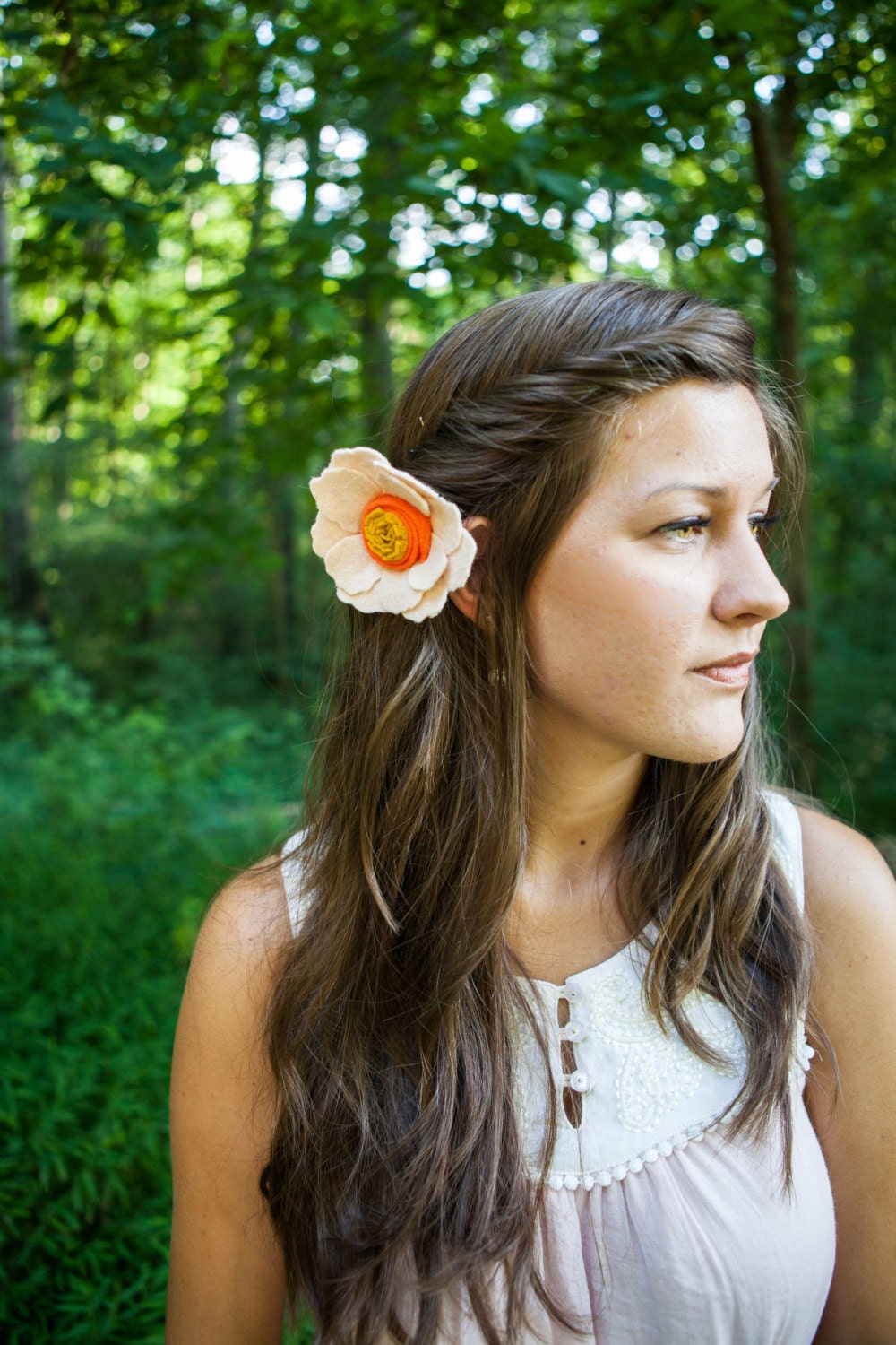 Custom - Christina Hair Flower - Felt Flower - Bridal Flower - Bridesmaid Hair Flower - Alternative