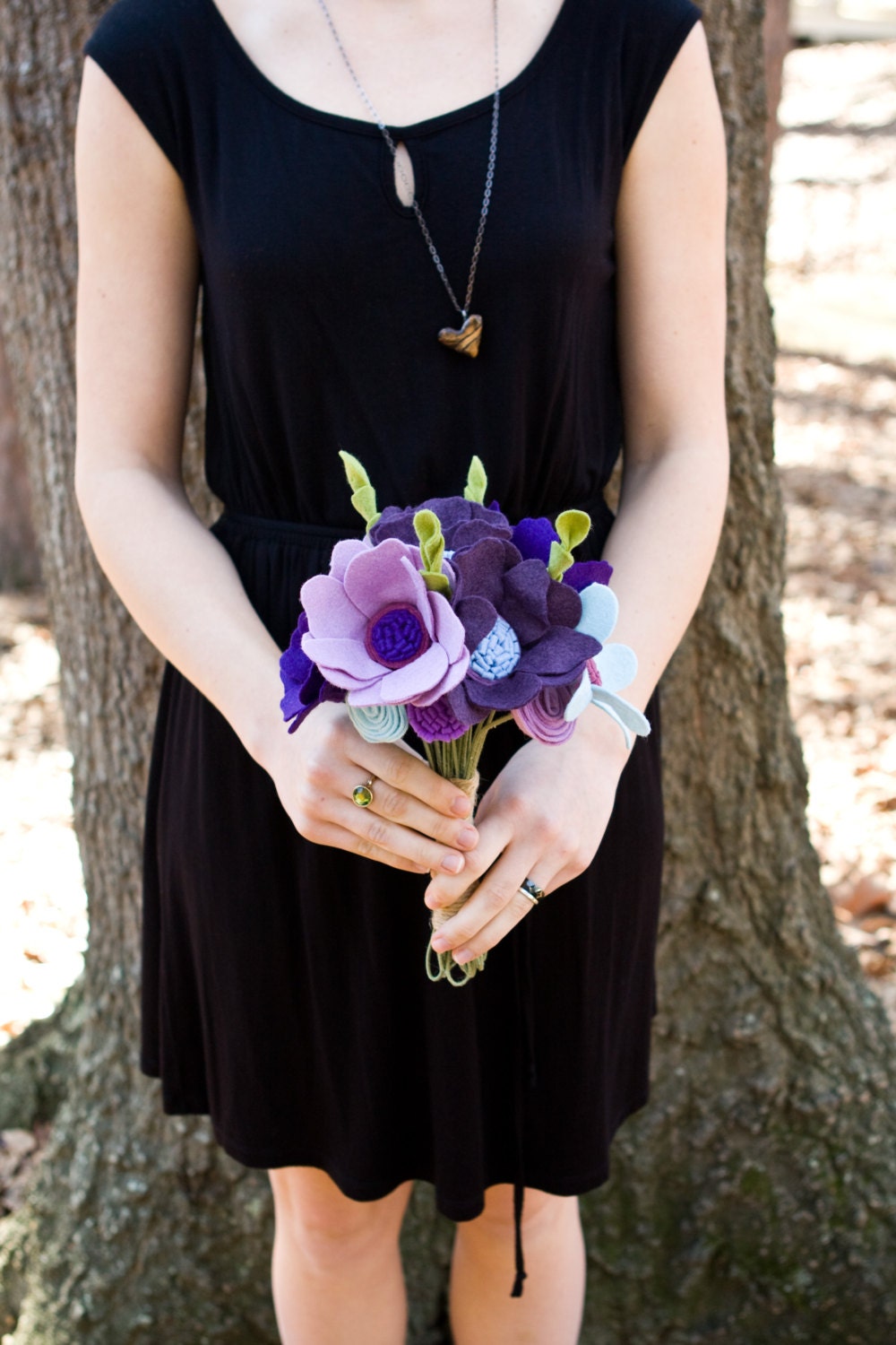 Custom Purple Wildflower Wedding Bouquet - Felt - Alternative Wedding Flowers - Bridesmaid Bouquet -