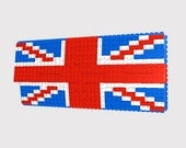 UK flag oversize multicolor clutch made entirely of LEGO bricks
