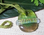 ARTBEAD Saturn Glass Medium / Bronze Green Color Blend / Meditation Bead / Craft Supply /Jewelry Making Supplies