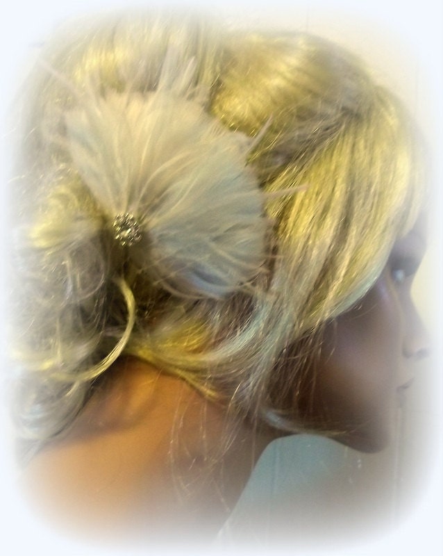 Bridal fascinator - Ivory Feather Fascinator, Rhinestone, Bridal Wedding, Special Occasion, Ship Ready