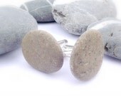 Eco wedding stone cufflinks. Beach wedding by Oceangifts
