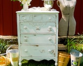 Vintage Shabby Distressed Painted White Dresser